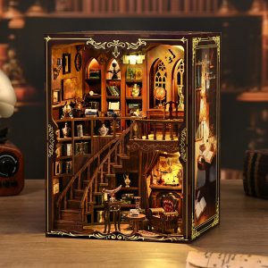 AH01-003·Book Nook Kit - DIY Miniature House Kit for Adults and Teens, Dollhouse Boo knook Tiny House Model Build Bookshelf Decor, Gifts for Family, Friends