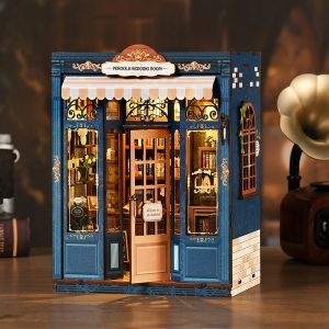 AH02-001·Book Nook Kit - DIY Miniature House Kit for Adults and Teens, Dollhouse Boo knook Tiny House Model Build Bookshelf Decor, Gifts for Family, Friends