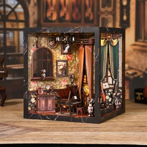 AH01-004·Book Nook Kit - DIY Miniature House Kit for Adults and Teens, Dollhouse Boo knook Tiny House Model Build Bookshelf Decor, Gifts for Family, Friends