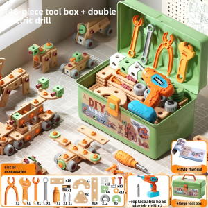 Screwdriver toy, children's repair toolbox, suitable for boys, educational, hands-on, detachable and assemblable, with electric drill and screwdriver.It's a perfect birthday gift, New Year gift, or holiday gift for kids.