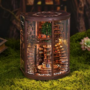 AH01-005·Book Nook Kit - DIY Miniature House Kit for Adults and Teens, Dollhouse Boo knook Tiny House Model Build Bookshelf Decor, Gifts for Family, Friends